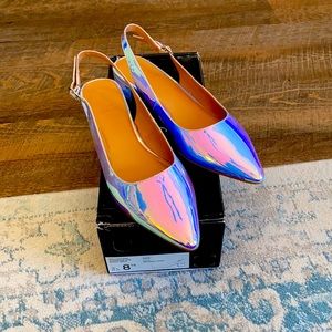 J. Crew Holographic sling back